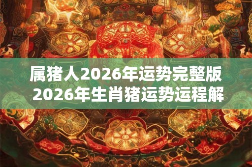 属猪人2026年运势完整版 2026年生肖猪运势运程解析