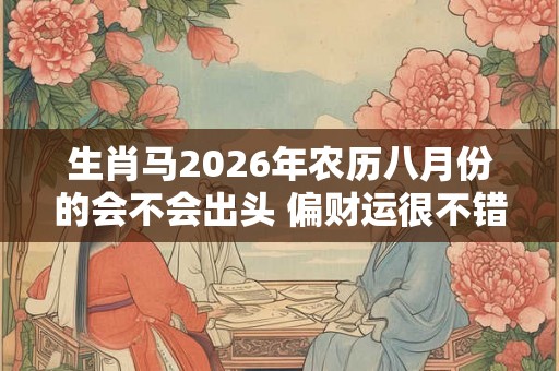 生肖马2026年农历八月份的会不会出头 偏财运很不错