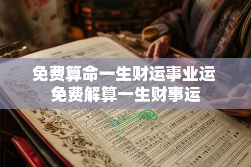 免费算命一生财运事业运 免费解算一生财事运