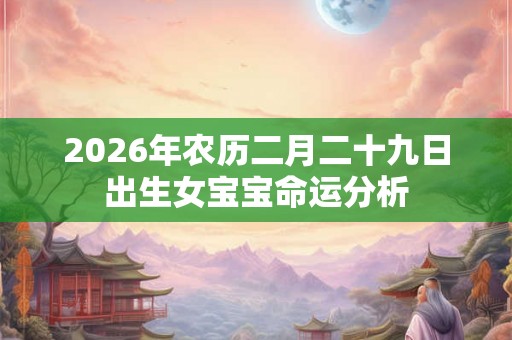 2026年农历二月二十九日出生女宝宝命运分析