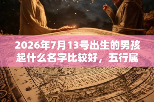 2026年7月13号出生的男孩起什么名字比较好，五行属什么