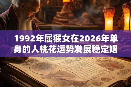 1992年属猴女在2026年单身的人桃花运势发展稳定姻缘好