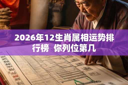 2026年12生肖属相运势排行榜  你列位第几