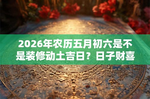 2026年农历五月初六是不是装修动土吉日?日子财喜神方位在哪? 2026年农历五月初六是不是装修动土吉日?日子财喜神方位在哪?