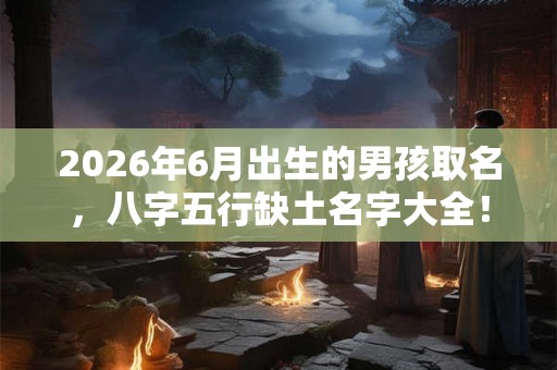 2026年6月出生的男孩取名，八字五行缺土名字大全！
