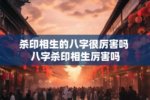 杀印相生的八字很厉害吗 八字杀印相生厉害吗