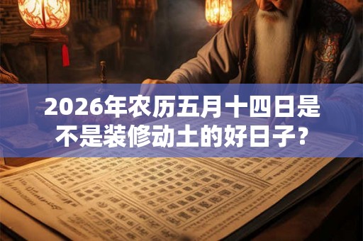 2026年农历五月十四日是不是装修动土的好日子？
