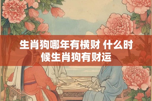 生肖狗哪年有横财 什么时候生肖狗有财运