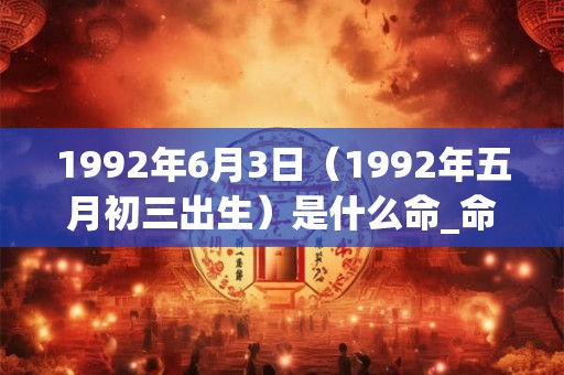 1992年6月3日（1992年五月初三出生）是什么命_命运如何