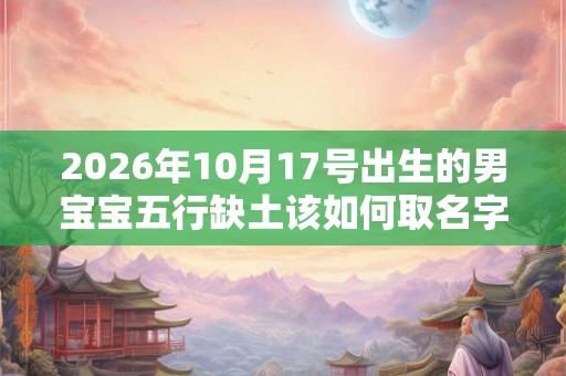 2026年10月17号出生的男宝宝五行缺土该如何取名字