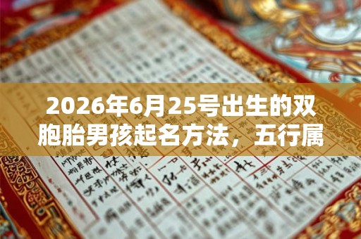 2026年6月25号出生的双胞胎男孩起名方法，五行属什么