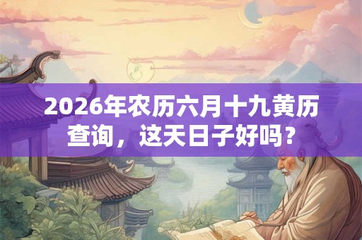 2026年农历六月十九黄历查询，这天日子好吗？