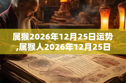 属猴2026年12月25日运势,属猴人2026年12月25日财运,生肖猴2026年12月25日运势