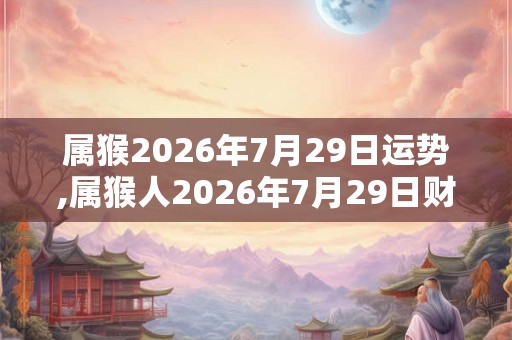 属猴2026年7月29日运势,属猴人2026年7月29日财运,生肖猴2026年7月29日运势