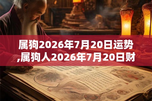 属狗2026年7月20日运势,属狗人2026年7月20日财运,生肖狗2026年7月20日运势