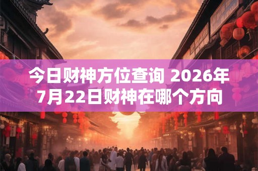 今日财神方位查询 2026年7月22日财神在哪个方向
