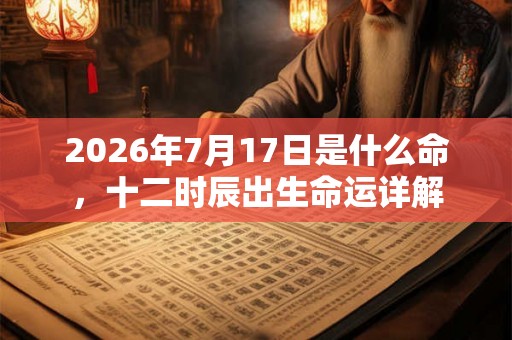 2026年7月17日是什么命，十二时辰出生命运详解