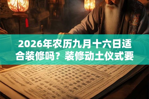 2026年农历九月十六日适合装修吗？装修动土仪式要准备什么？