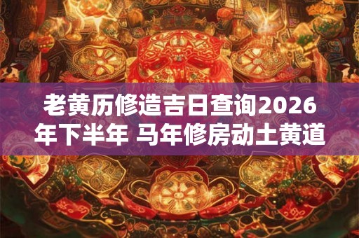老黄历修造吉日查询2026年下半年 马年修房动土黄道吉日查询