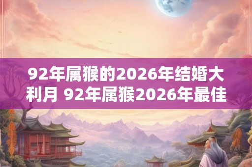 92年属猴的2026年结婚大利月 92年属猴2026年最佳结婚月
