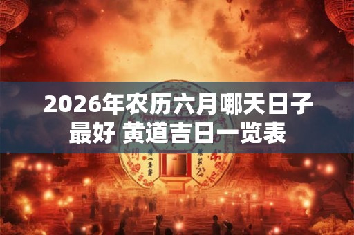 2026年农历六月哪天日子最好 黄道吉日一览表