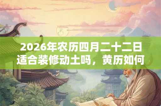 2026年农历四月二十二日适合装修动土吗，黄历如何？