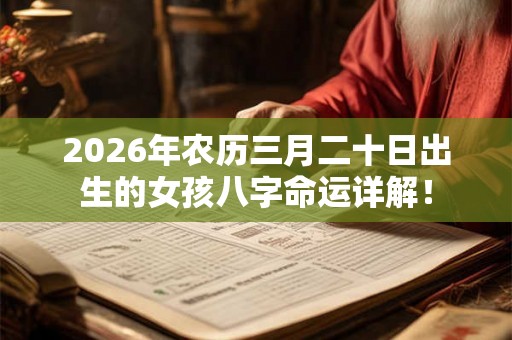 2026年农历三月二十日出生的女孩八字命运详解！