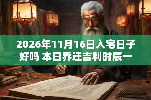 2026年11月16日入宅日子好吗 本日乔迁吉利时辰一览 2026年11月16日入宅日子好吗 本日乔迁吉利时辰一览