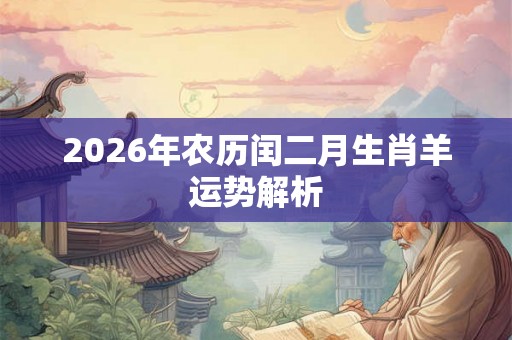 2026年农历闰二月生肖羊运势解析