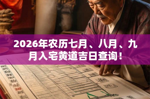 2026年农历七月、八月、九月入宅黄道吉日查询！