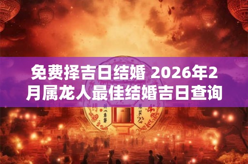 免费择吉日结婚 2026年2月属龙人最佳结婚吉日查询