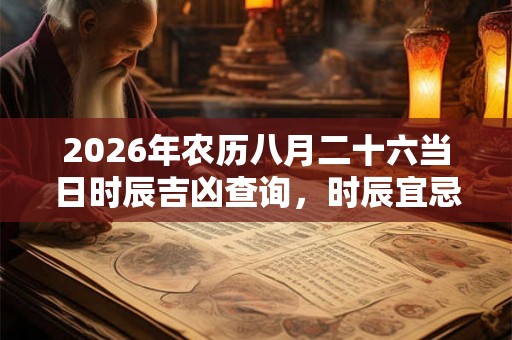 2026年农历八月二十六当日时辰吉凶查询，时辰宜忌查询