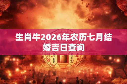 生肖牛2026年农历七月结婚吉日查询