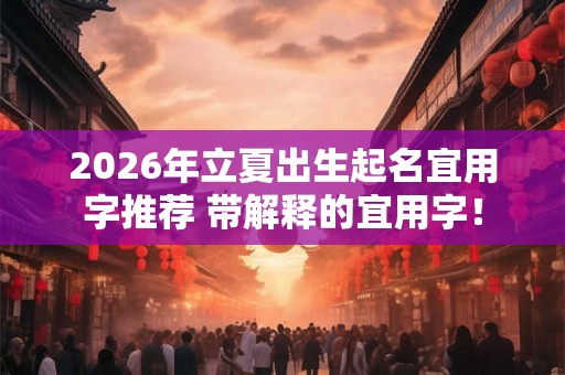 2026年立夏出生起名宜用字推荐 带解释的宜用字！