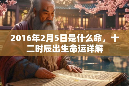 2016年2月5日是什么命，十二时辰出生命运详解