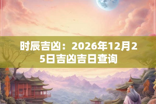 时辰吉凶：2026年12月25日吉凶吉日查询