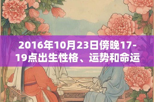 2016年10月23日傍晚17-19点出生性格、运势和命运