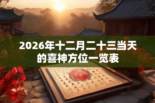 2026年十二月二十三当天的喜神方位一览表 2026年十二月二十三当天的喜神方位一览表