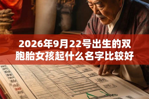 2026年9月22号出生的双胞胎女孩起什么名字比较好，五行属什么？