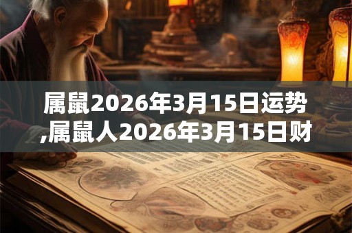 属鼠2026年3月15日运势,属鼠人2026年3月15日财运,生肖鼠2026年3月15日运势