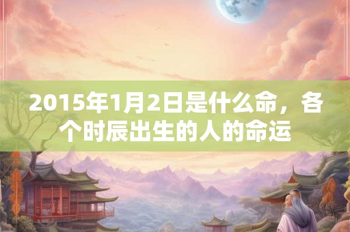2015年1月2日是什么命,各个时辰出生的人的命运 2015年1月2日是什么命,各个时辰出生的人的命运