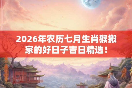2026年农历七月生肖猴搬家的好日子吉日精选! 2026年农历七月生肖猴搬家的好日子吉日精选!
