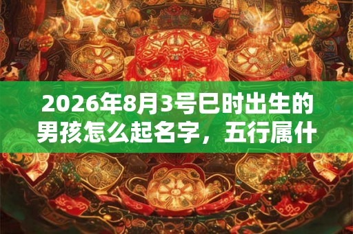 2026年8月3号巳时出生的男孩怎么起名字，五行属什么