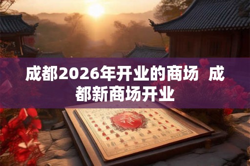 成都2026年开业的商场  成都新商场开业