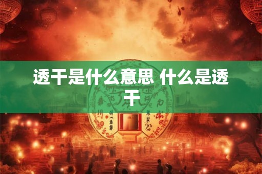 透干是什么意思 什么是透干