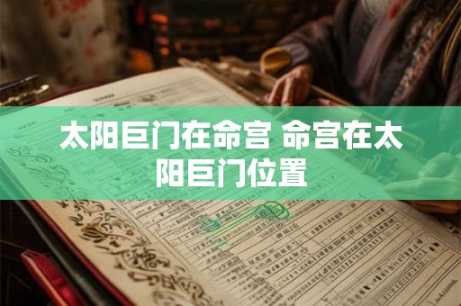 太阳巨门在命宫 命宫在太阳巨门位置