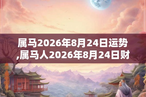 属马2026年8月24日运势,属马人2026年8月24日财运,生肖马2026年8月24日运势