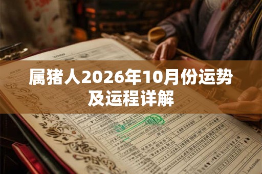 属猪人2026年10月份运势及运程详解