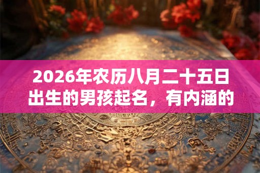 2026年农历八月二十五日出生的男孩起名,有内涵的好名字取名 2026年农历八月二十五日出生的男孩起名,有内涵的好名字取名