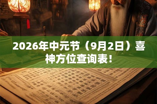 2026年中元节（9月2日）喜神方位查询表！